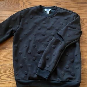 Black textured crew neck sweatshirt